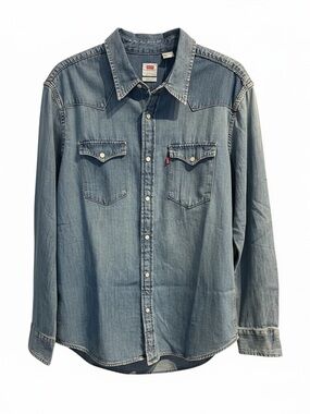 Levi's Men's Light Blue Denim Western Button-Down Shirt NWT